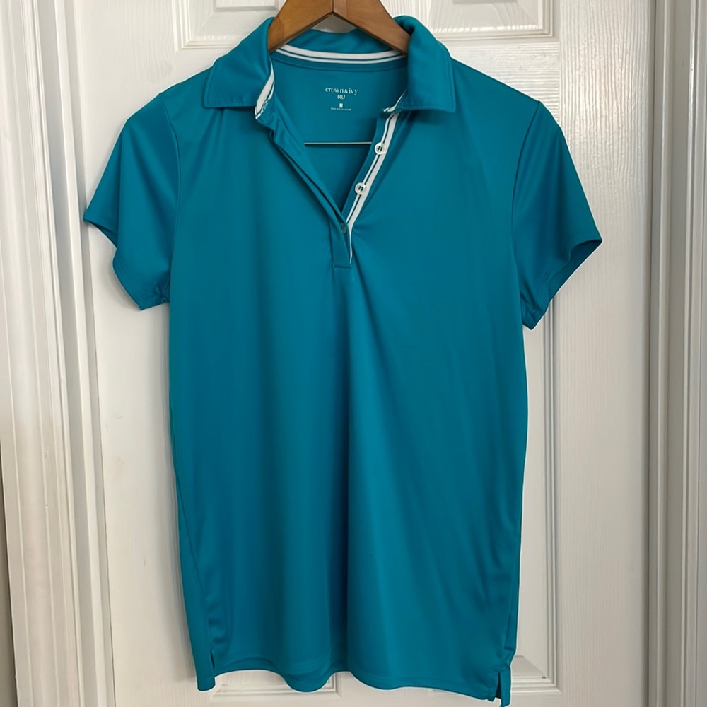 Crown & Ivy Golf Polo Collar Knit Top Sz M
